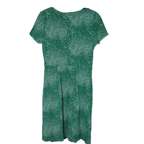 Boden Emmeline A-Line Jersey Dress Size 4R Green with White Polka Dot Print - Picture 4 of 7